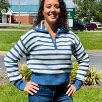The Simply Southern Iris Sweater effortlessly blends classic charm with modern style!&nbsp; Featuring a cozy quarter-zip, oversized collar, cropped fit, and signature logo label. Made of 60% cotton &amp; 40% polyester for comfort and durability.