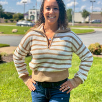 The Simply Southern Iris Sweater effortlessly blends classic charm with modern style!&nbsp; Featuring a cozy quarter-zip, oversized collar, cropped fit, and signature logo label. Made of 60% cotton &amp; 40% polyester for comfort and durability.