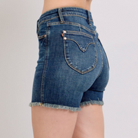 High-Rise Tummy Control Fray Hem Shorts