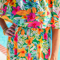 Unleash your resort radiance with our off the shoulder ruffle maxi dress. Show off your shoulders and enjoy the flowy, free-spirited feel of this must-have dress. Perfect for any occasion, our dress will have you looking and feeling your best. Get ready to turn heads and make a statement - effortlessly.


