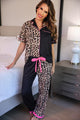 Double Take Leopard Ruffle Pajama Set