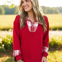 Juniper Plaid Pullover - Red