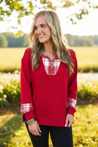 Juniper Plaid Pullover - Red