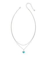 Joelle Silver Bright Aqua Illusion Multi Strand Necklace
