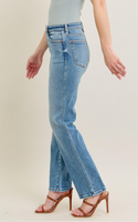 Our High-Rise Vintage Straight jeans blend comfort & style, crafted with cotton, PE, rayon, T400 & spandex. 10.5" rise, 30.5" inseam—timeless & flattering!
Judy Blue 
Vintage Straight Jean
