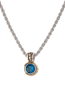 K5018-A205 - 7MM - Beijos Collection - Bezel Pendant Necklace - Sapphire