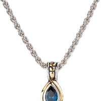 K5020-A205 - Beijos Collection -  Sapphire Pear Bezel Pendant Necklace