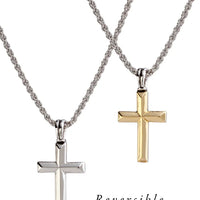 K5044-A005 - Celebration Collection - Reversible Gold and Rhodium Cross Necklace