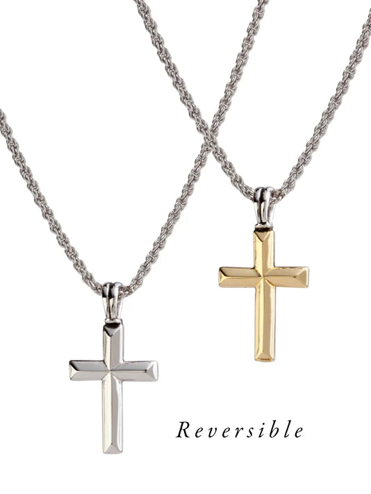 K5044-A005 - Celebration Collection - Reversible Gold and Rhodium Cross Necklace