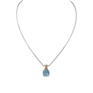 K5246-A603 - Beijos Cor Cushion Cut Pendant Necklace - Aqua