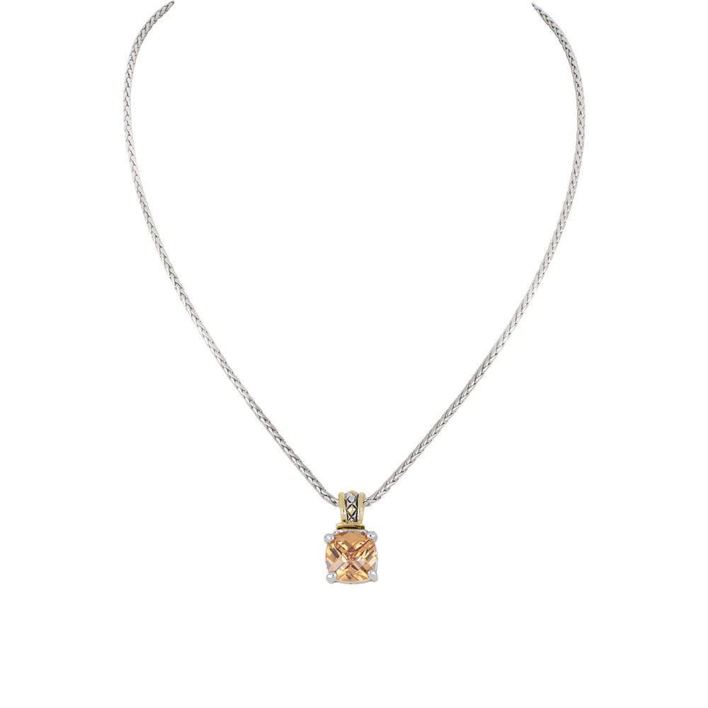 K5246-A703  - Beijos Cor - Cushion Cut Pendant Necklace -  Champagne