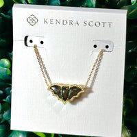 Bat Gold Short Pendant Necklace Golden Obsidian
