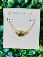 Bat Gold Short Pendant Necklace Golden Obsidian
