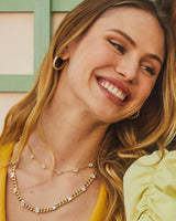 Cailin Gold Crystal Strand Necklace in White Crystal
