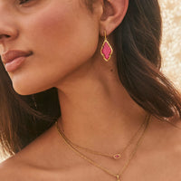 Mini Elisa Vintage Gold Pendant Necklace in dark fuchsia magnesite

Dainty fuchsia stone pendant necklace with satellite chain

Kendra Scott Mini Elisa necklace with pink magnesite stone

Vintage gold short pendant necklace with adjustable chain

Minimal dainty gold necklace with fuchsia teardrop pendant