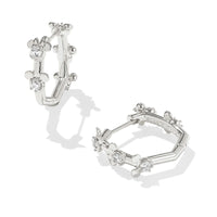 Disney | Kendra Scott Silver Mickey Mouse and Minnie Mouse Huggie Earrings in White Crystal