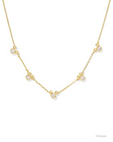 Disney | Kendra Scott Gold Mickey Mouse and Minnie Strand Necklace in White Crystal
