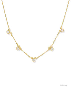 Disney | Kendra Scott Gold Mickey Mouse and Minnie Strand Necklace in White Crystal