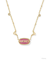 Disney | Kendra Scott Gold Mickey Mouse Elisa Pendant Necklace in Hot Pink Drusy
