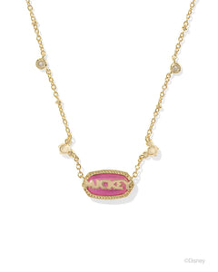 Disney | Kendra Scott Gold Mickey Mouse Elisa Pendant Necklace in Hot Pink Drusy