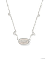 Disney | Kendra Scott Silver Mickey Mouse Elisa Pendant Necklace in Iridescent Drusy

