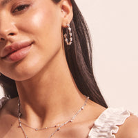 Disney | Kendra Scott Silver Mickey Mouse and Minnie Mouse Hoop in White Crystal