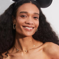 Disney | Kendra Scott Gold Mickey Mouse and Minnie Strand Necklace in White Crystal