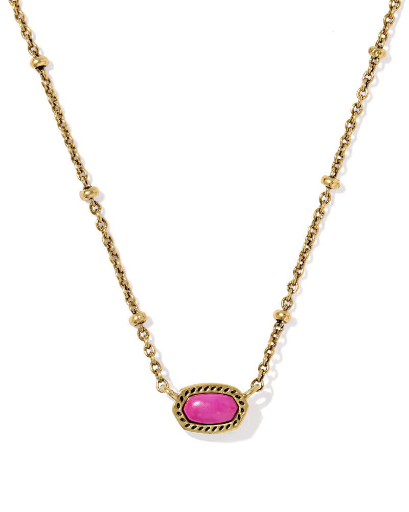 Mini Elisa Vintage Gold Pendant Necklace in dark fuchsia magnesite

Dainty fuchsia stone pendant necklace with satellite chain

Kendra Scott Mini Elisa necklace with pink magnesite stone

Vintage gold short pendant necklace with adjustable chain

Minimal dainty gold necklace with fuchsia teardrop pendant