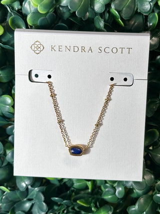 Mini Elisa Vintage Gold Satellite Short Pendant Necklace Blue Lapis