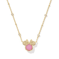 Disney | Kendra Scott Gold Minnie Mouse Pendant Necklace in Hot Pink Drusy