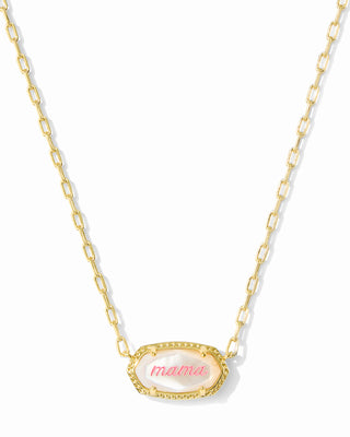 Kendra Scott - Elisa Mama Script Short Pendant Necklace Gold in Ivory Mother of Pearl
