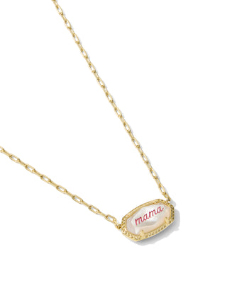 Kendra Scott - Elisa Mama Script Short Pendant Necklace Gold in Ivory Mother of Pearl