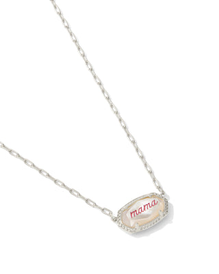 Kendra Scott - Elisa Mama Script Short Pendant Necklace Silver in Ivory Mother of Pearl