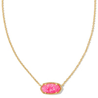 Elisa Gold Pendant Necklace in Bright Pink Kyocera Opal