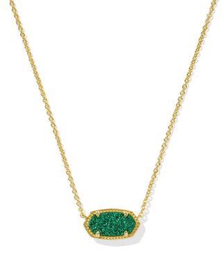 Kendra Scott Necklace 
Elisa Gold Short Pendant Necklace in Emerald Drusy