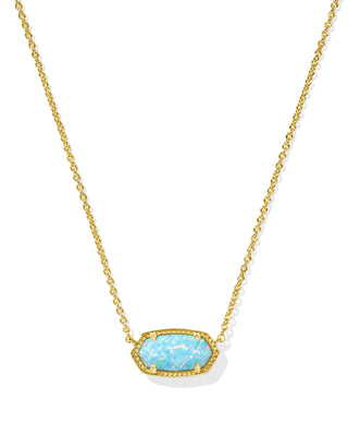 Elisa Gold Short Pendant Necklace in Light Teal Kyocera Opal