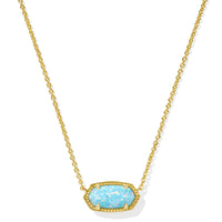 Elisa Gold Short Pendant Necklace in Light Teal Kyocera Opal
