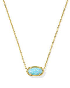 Elisa Gold Short Pendant Necklace in Light Teal Kyocera Opal