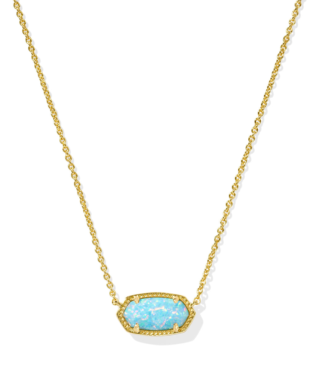 Elisa Gold Short Pendant Necklace in Light Teal Kyocera Opal