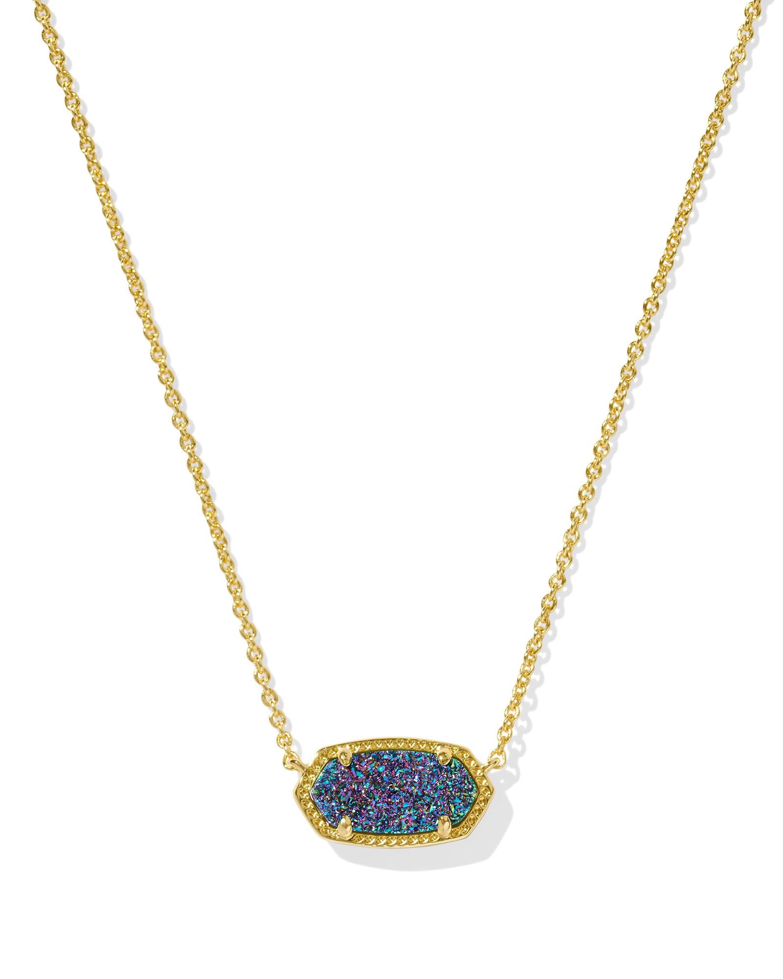 Kendra Scott | Elisa Gold Short Pendant Necklace in Multi Drusy