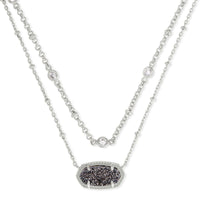 Kendra Scott Elisa Multi Strand Pendant Necklace in Platinum Drusy
Kendra Scott Necklace 
Drusy Stone 
layered necklace