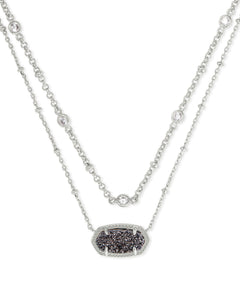 Kendra Scott Elisa Multi Strand Pendant Necklace in Platinum Drusy
Kendra Scott Necklace 
Drusy Stone 
layered necklace