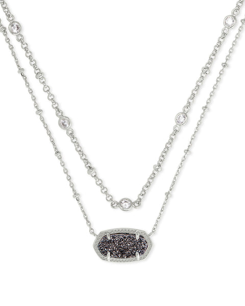 Kendra Scott Elisa Multi Strand Pendant Necklace in Platinum Drusy
Kendra Scott Necklace 
Drusy Stone 
layered necklace