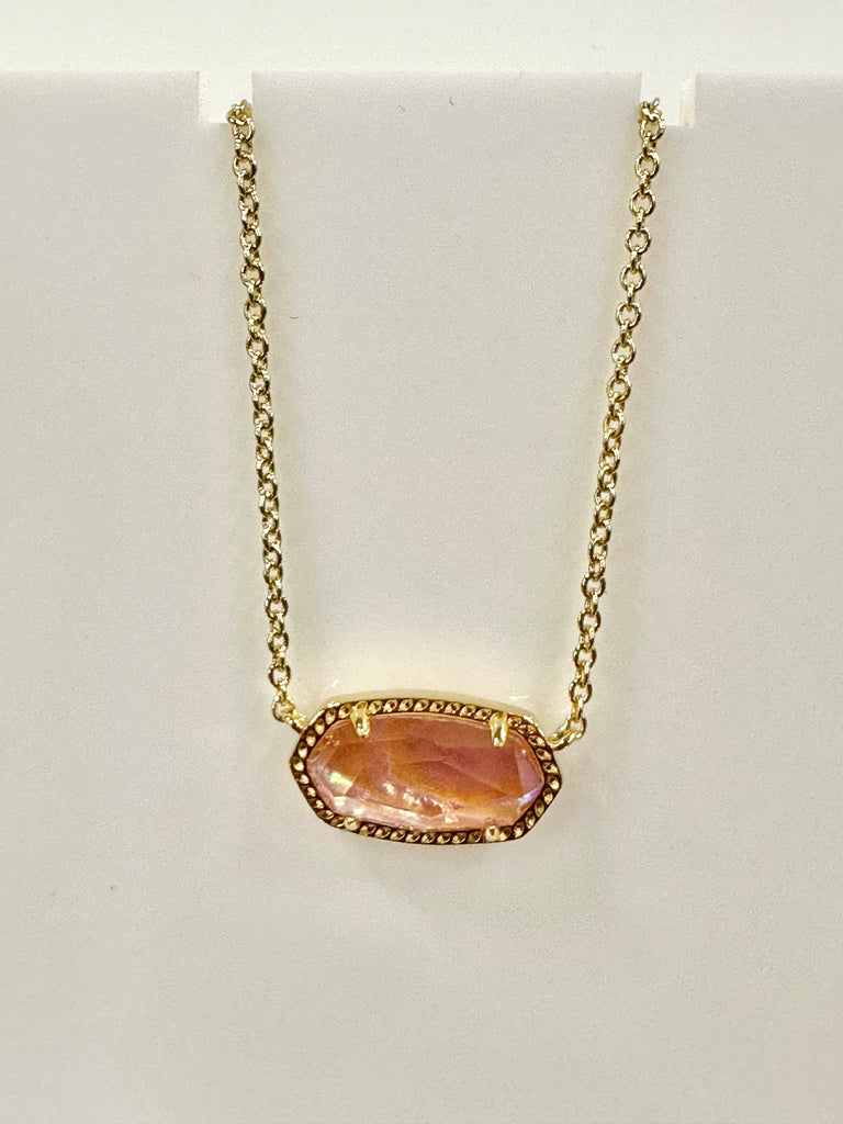 Kendra Scott Elisa Necklace in Gold Light Pink Iridescent