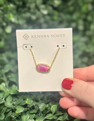 Kendra Scott Elisa Pave Frame Gold Necklace in Pink Opalescent Resin
Crystal frame necklace 
Kendra Scott necklace 
Kendra Scott Jewelry 