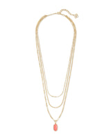 Elisa Triple Strand Necklace Gold in Coral Illusion
