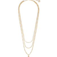 Elisa Triple Strand Necklace Gold in Coral Illusion