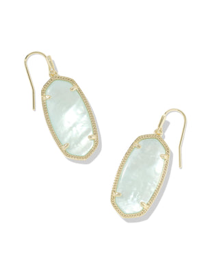 Elle Gold Drop Earrings in Light Blue Illusion