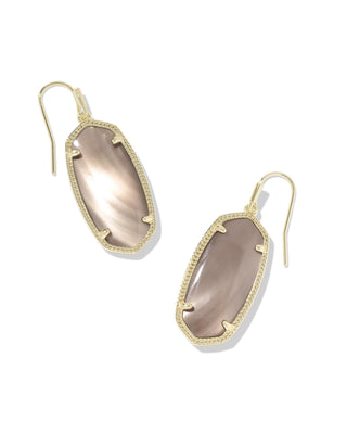 Style | Elle drop earrings with inlaid Taupe Mother of Pearl
Metal | 14k gold plated over brass
Length and width | 1.5 inches long × 0.7 inches wide
Closure | Earwire
Feel | Lightweight