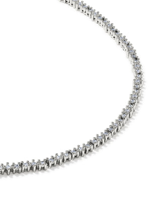 Brand | Kendra Scott
Style | Fate tennis necklace
Color | Silver
Detailing | Continuous line of cubic zirconia
Length | 20-inch total chain